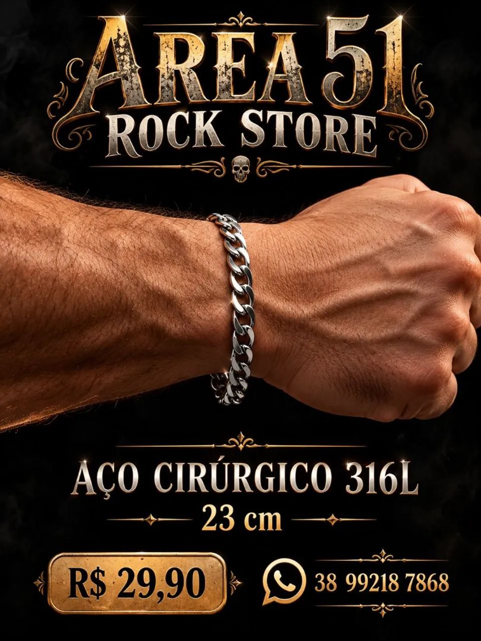 Pulseira em aço cirúrgico 316 L  - Foto 3
