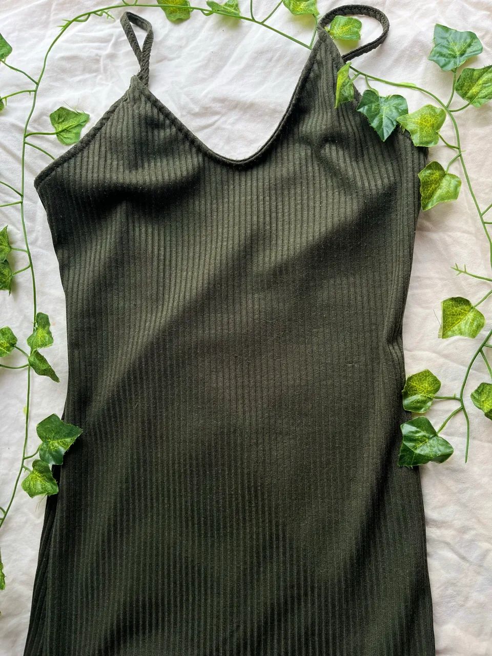 Vestido verde canelado curto  - Foto 3