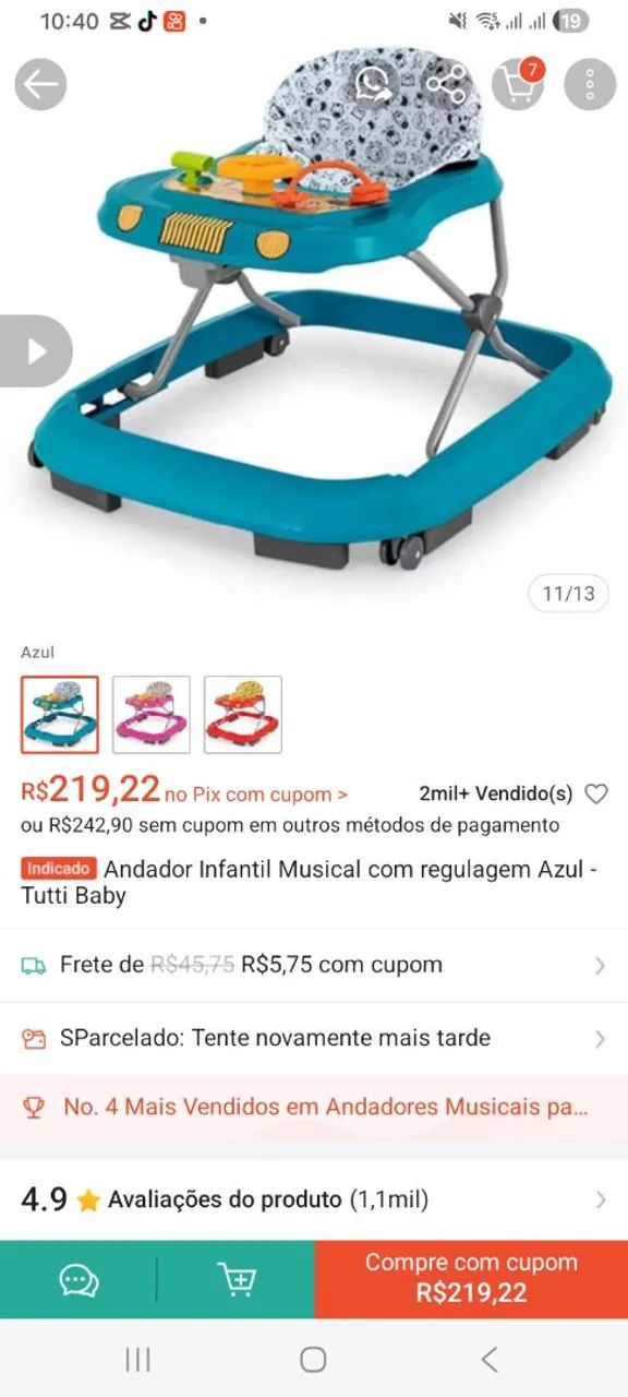 Andador infantil musical com regulagem - Foto 2