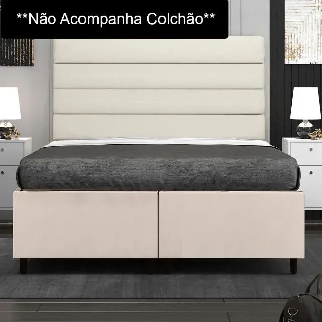 Cama Base Box Casal Castanho Claro