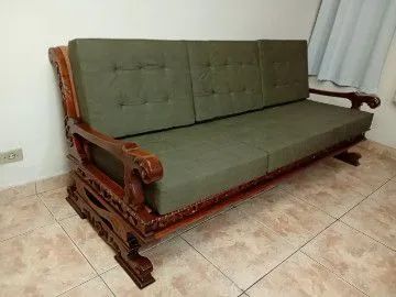 Sofá maciço rústico tecido impermeável (restaurado) - Foto 3