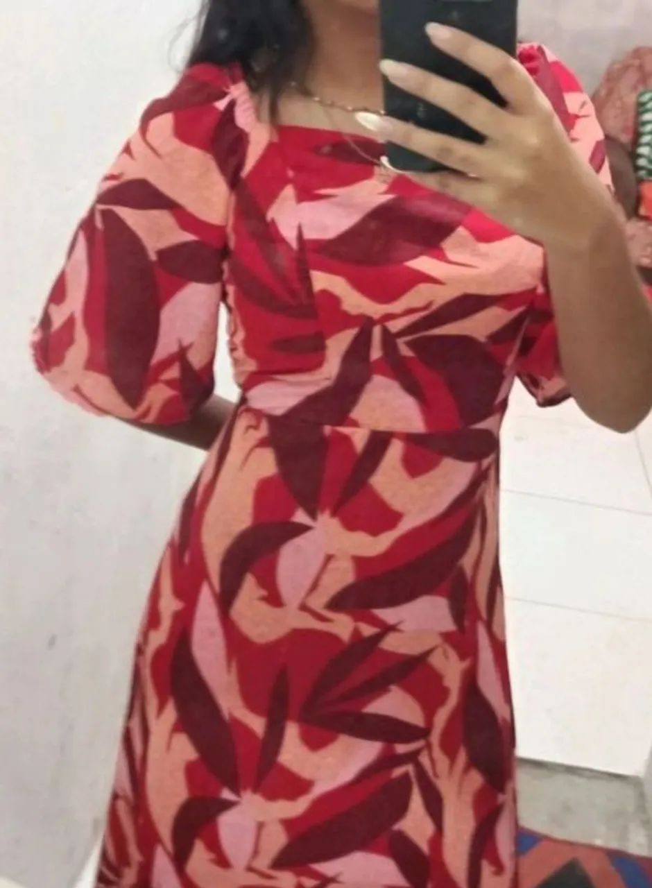 Vestido vermelho longo estampado  - Foto 3