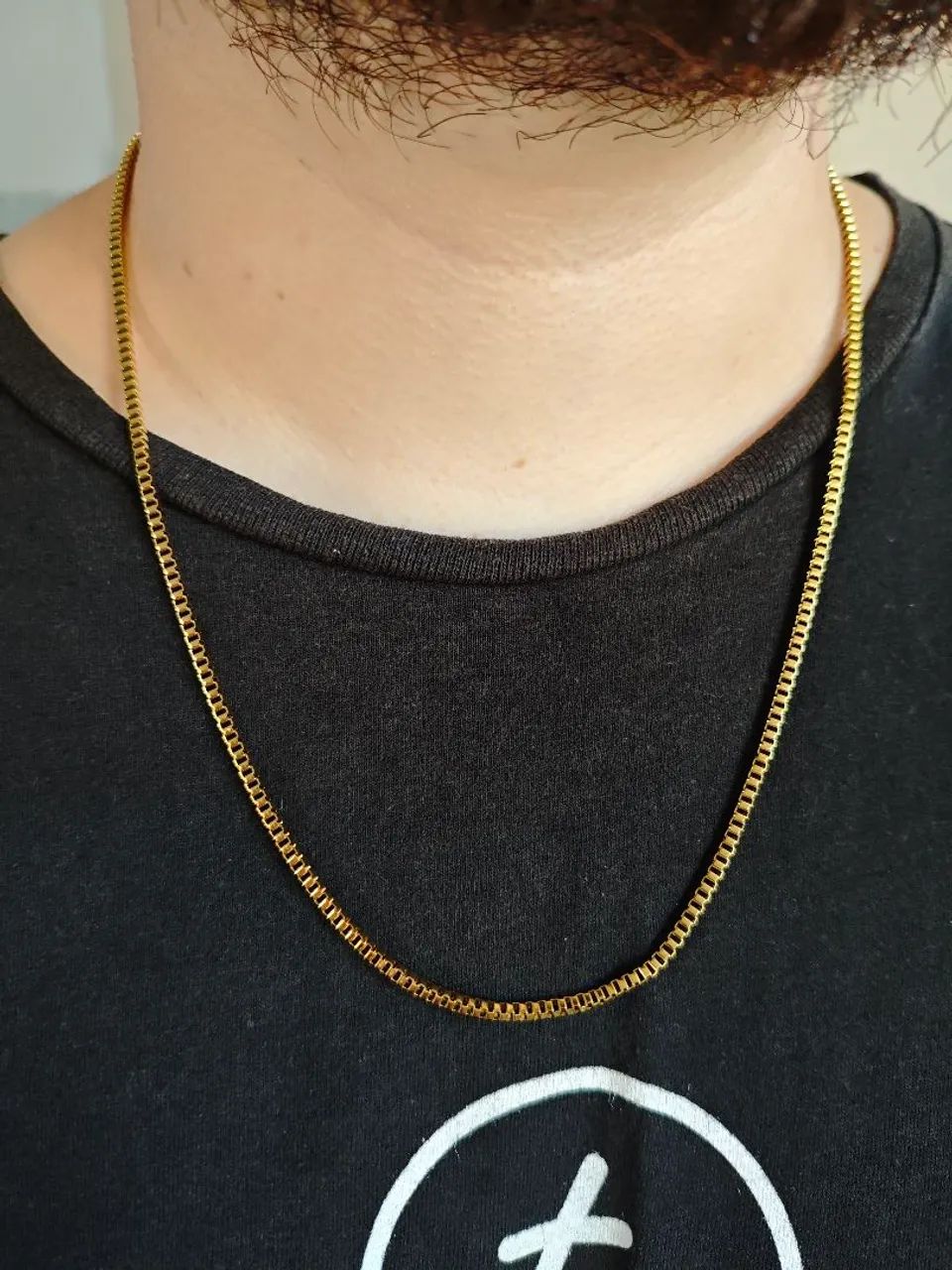 Colar corrente aço inox dourado 