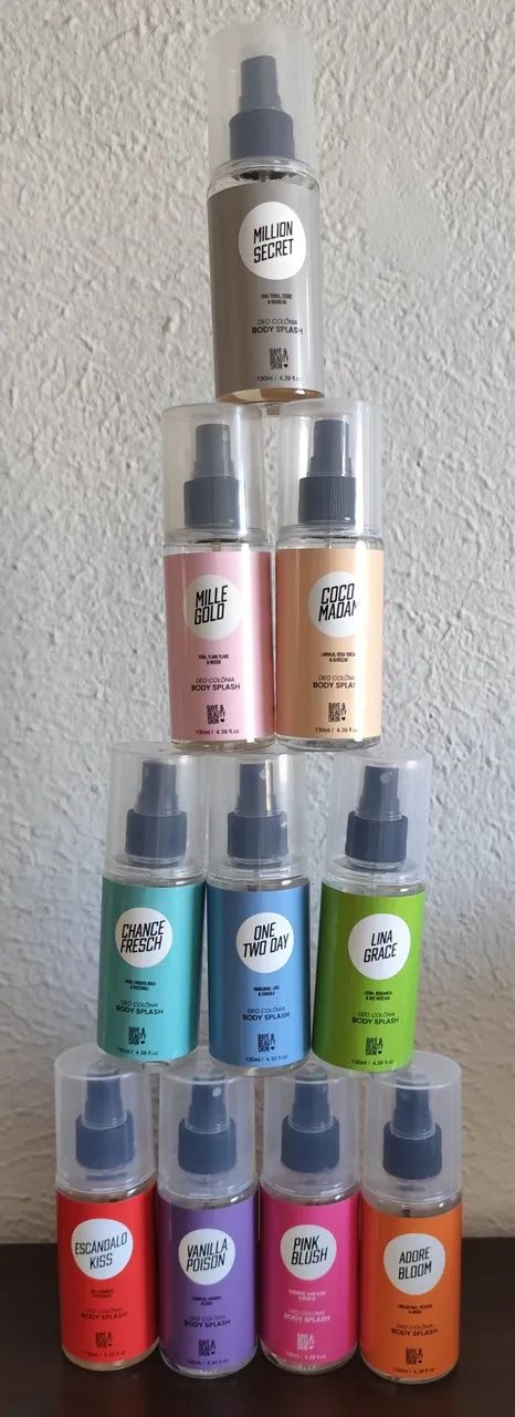 Kit com 10 body splash inspirados em perfumes importados