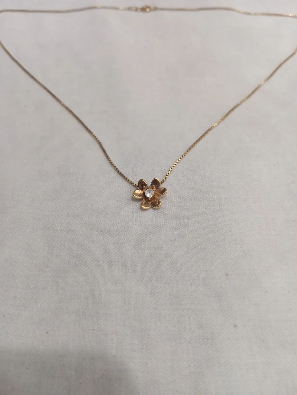 Colar Flor Prata Zircônia 