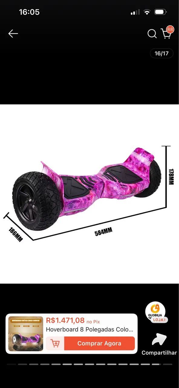  Hoverboard 8 Polegadas Colorido Completa Engrossa Tamanho Largura Pneus - Foto 2