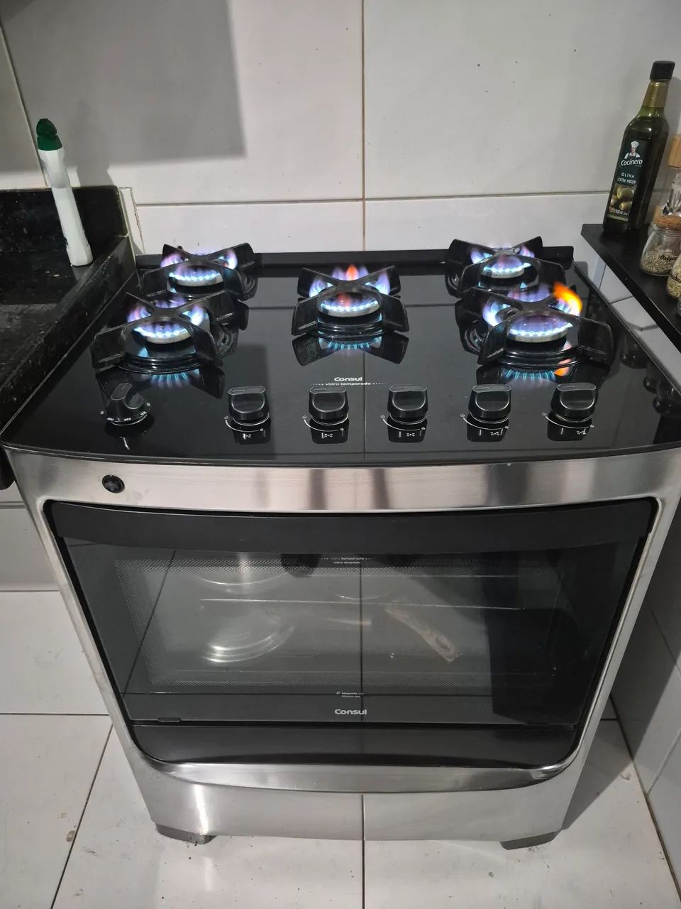 Fogao Consul, mesa de vidro 