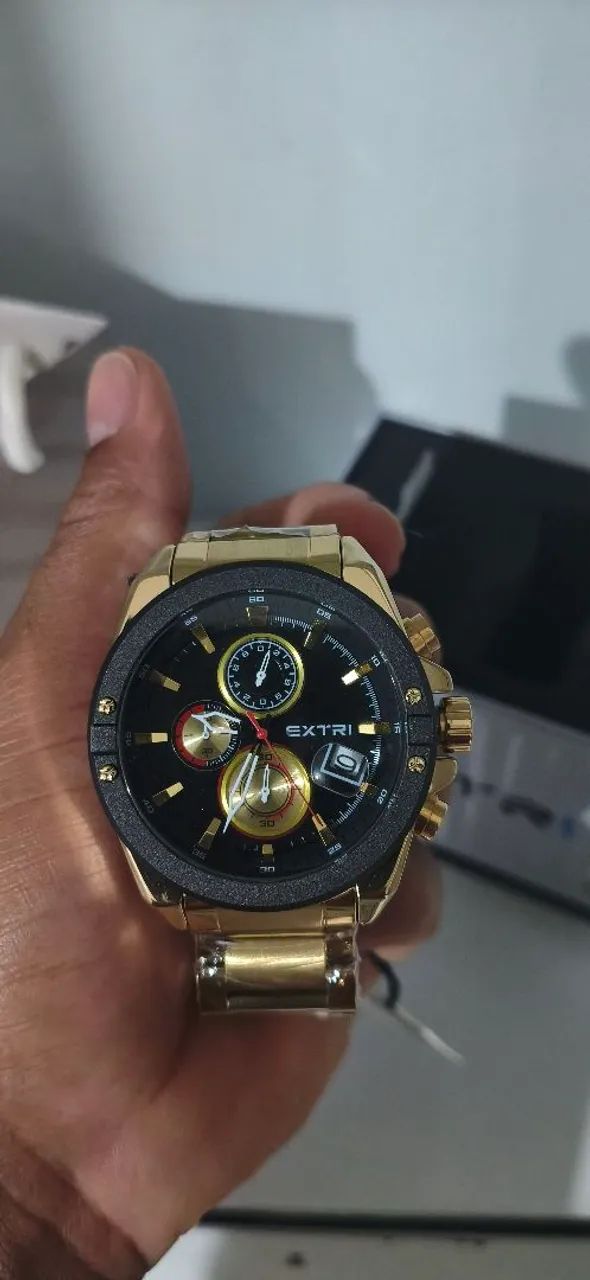 Relógio Masculino EXTRI Dourado - Estilo e Elegância - Foto 3