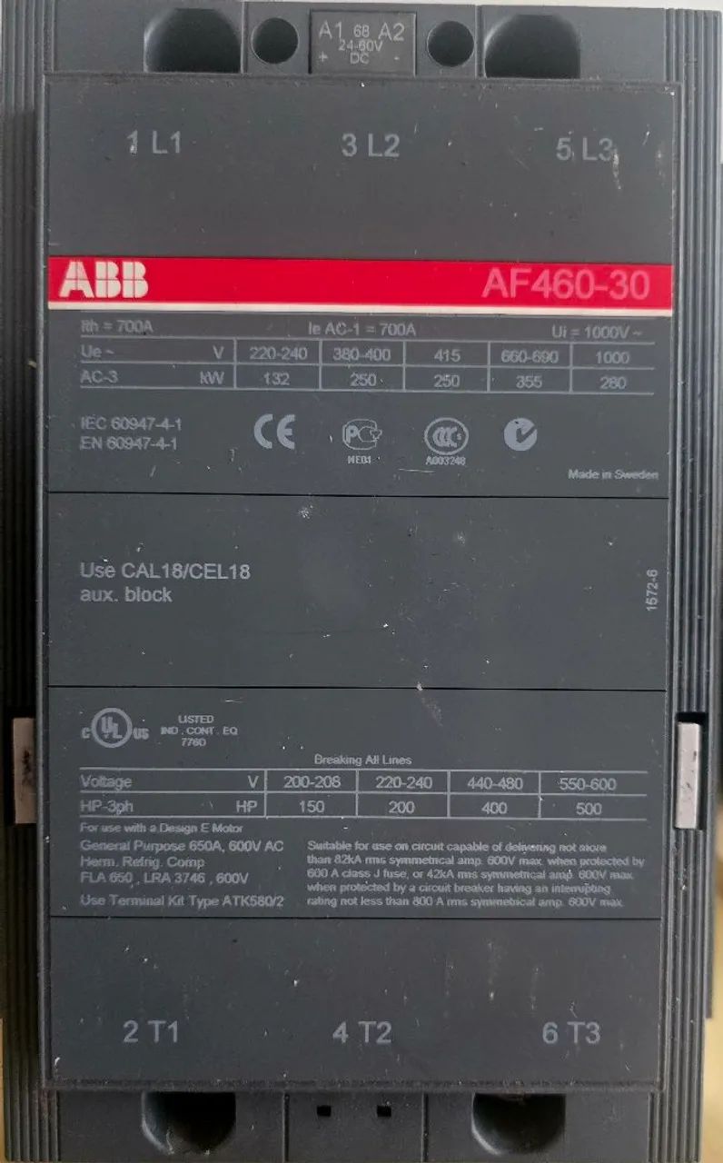 Contator ABB. AF460. Novo..zerado.