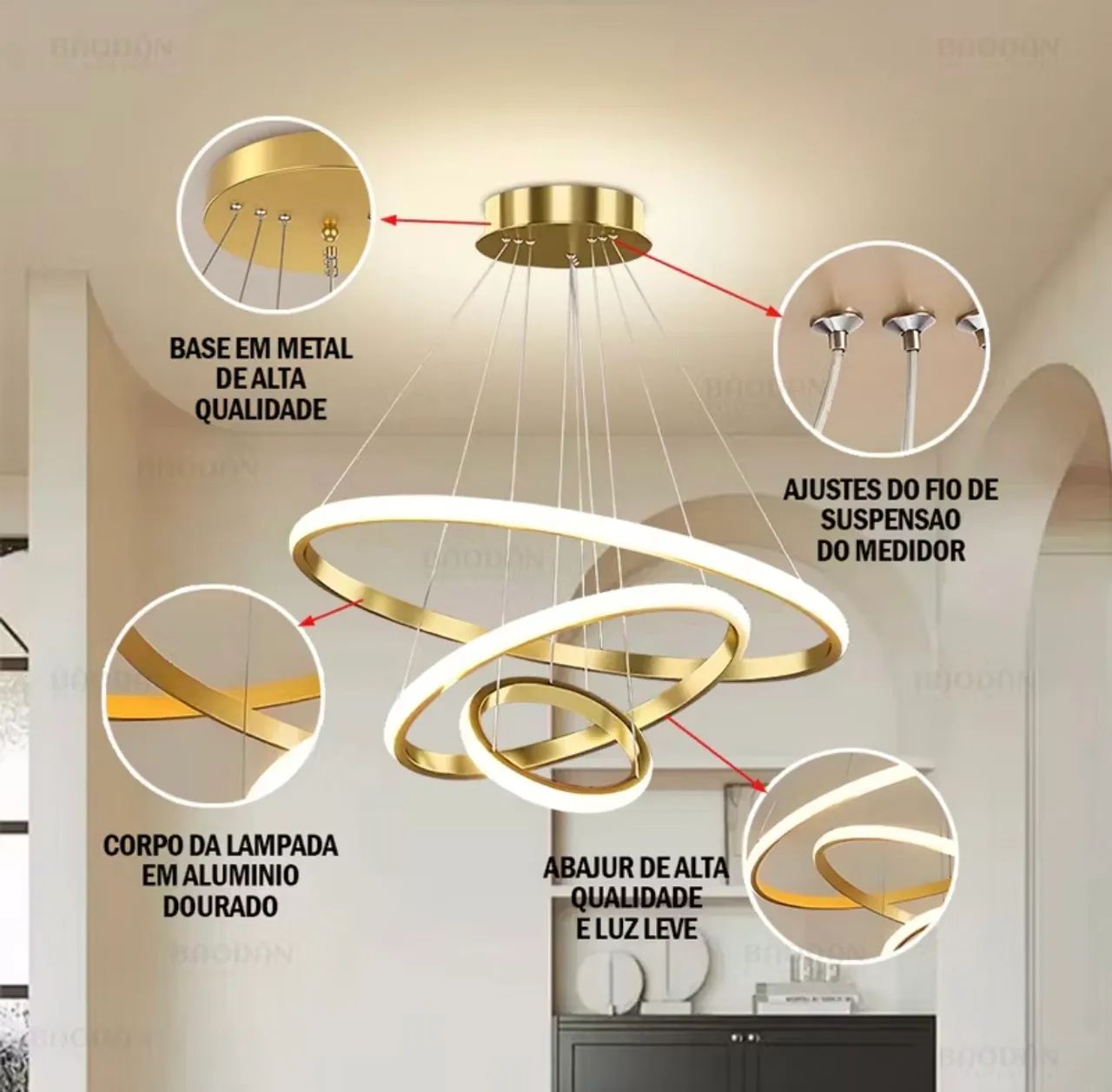 Lustre de Luxo Dourado - Foto 2