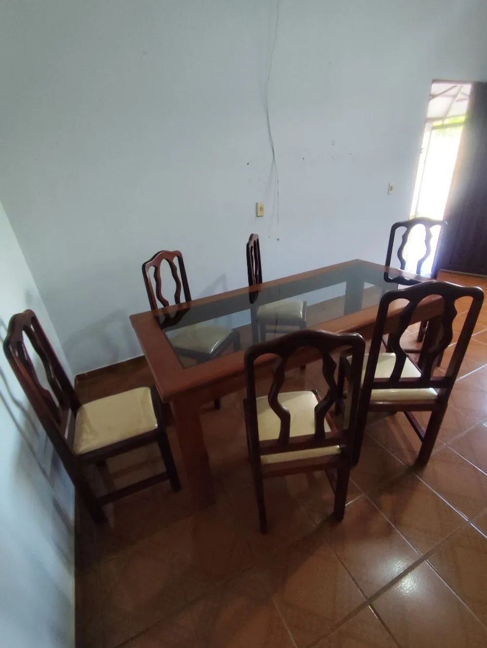 Mesa de madeira e vidro 80x180cm - Foto 2