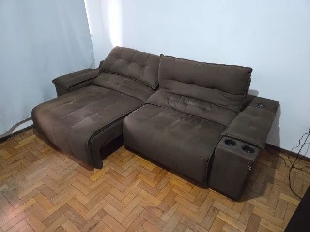 Sofá Reclinável com Porta Copos 2,5m