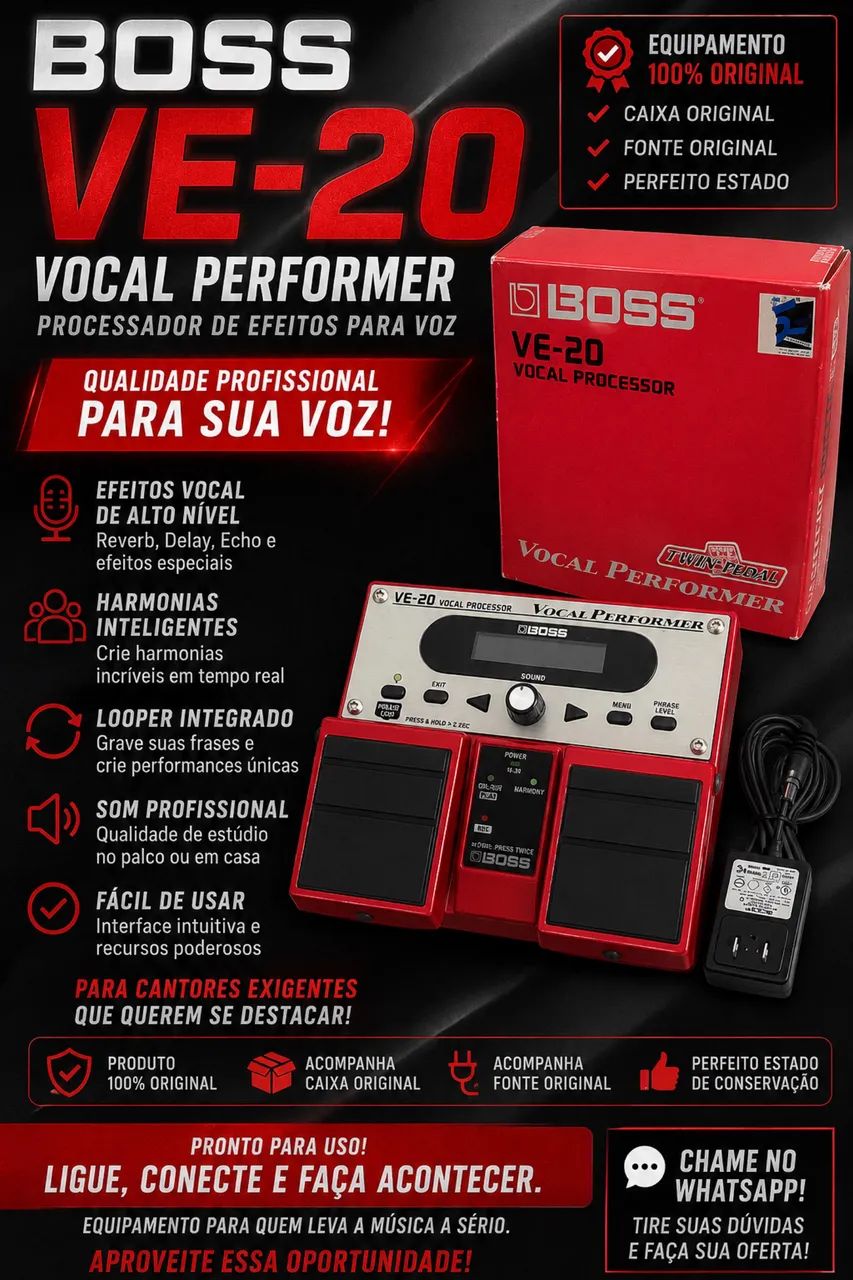 BOSS VE-20 Vocal Performer - Estado de Novo | Completo | Original