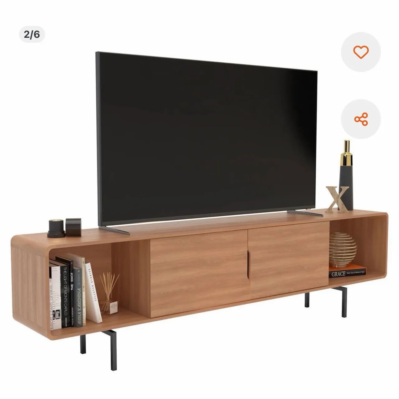 Rack para TV ate 85 Polegadas 220cm Freijó/Preto
