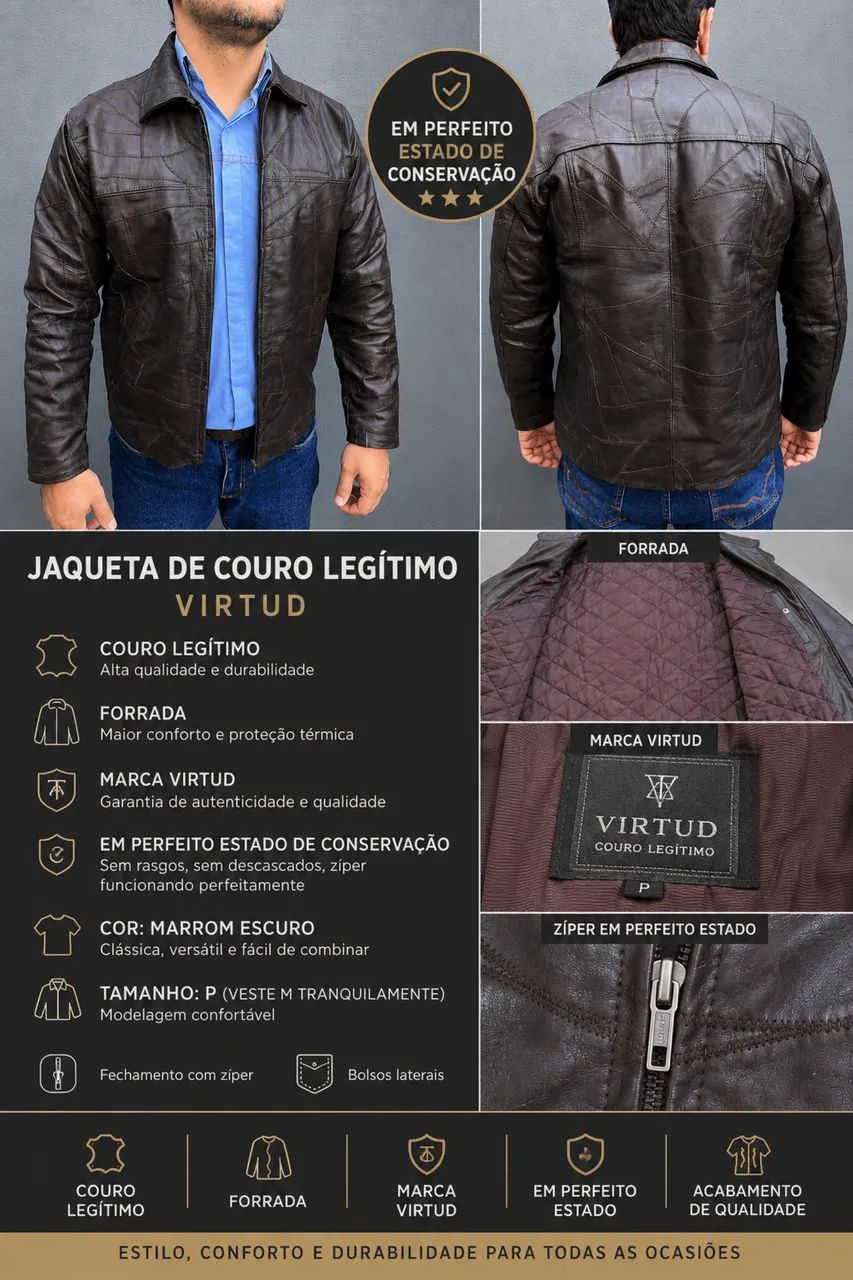 Jaqueta masculina de couro 