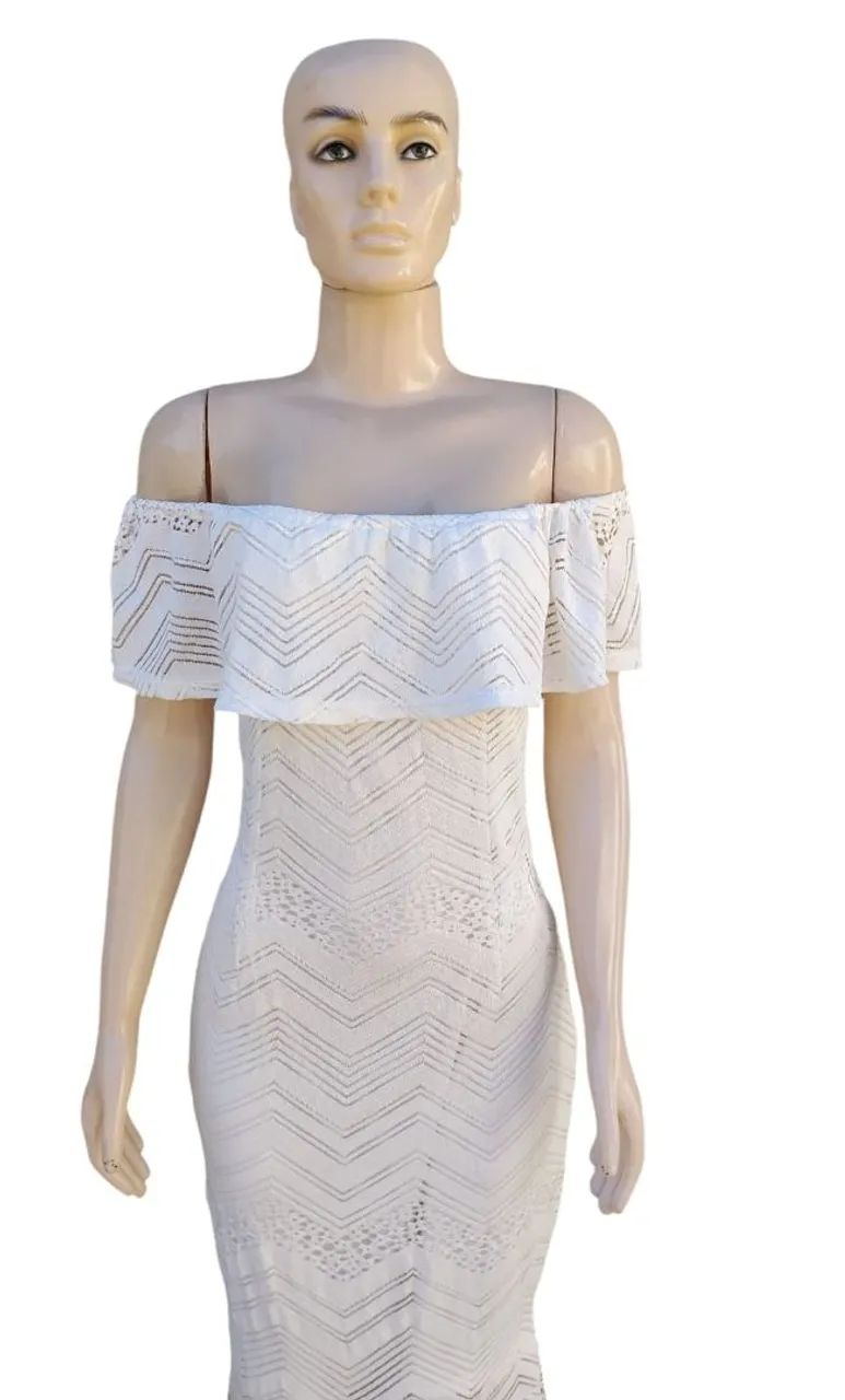 Vestido Longo Ciganinha Branca M - Foto 3