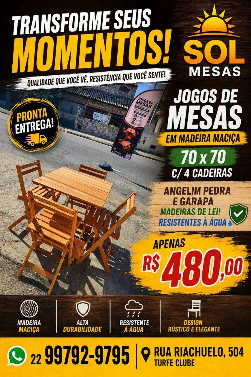 MESAS E CADEIRAS ANGELIM PEDRA E GARAPA 
