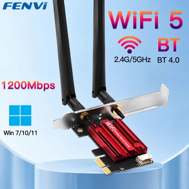 Placa de rede Wifi 5 bluetooth 4.0 Fenvi AC1200 2.4G e 5G