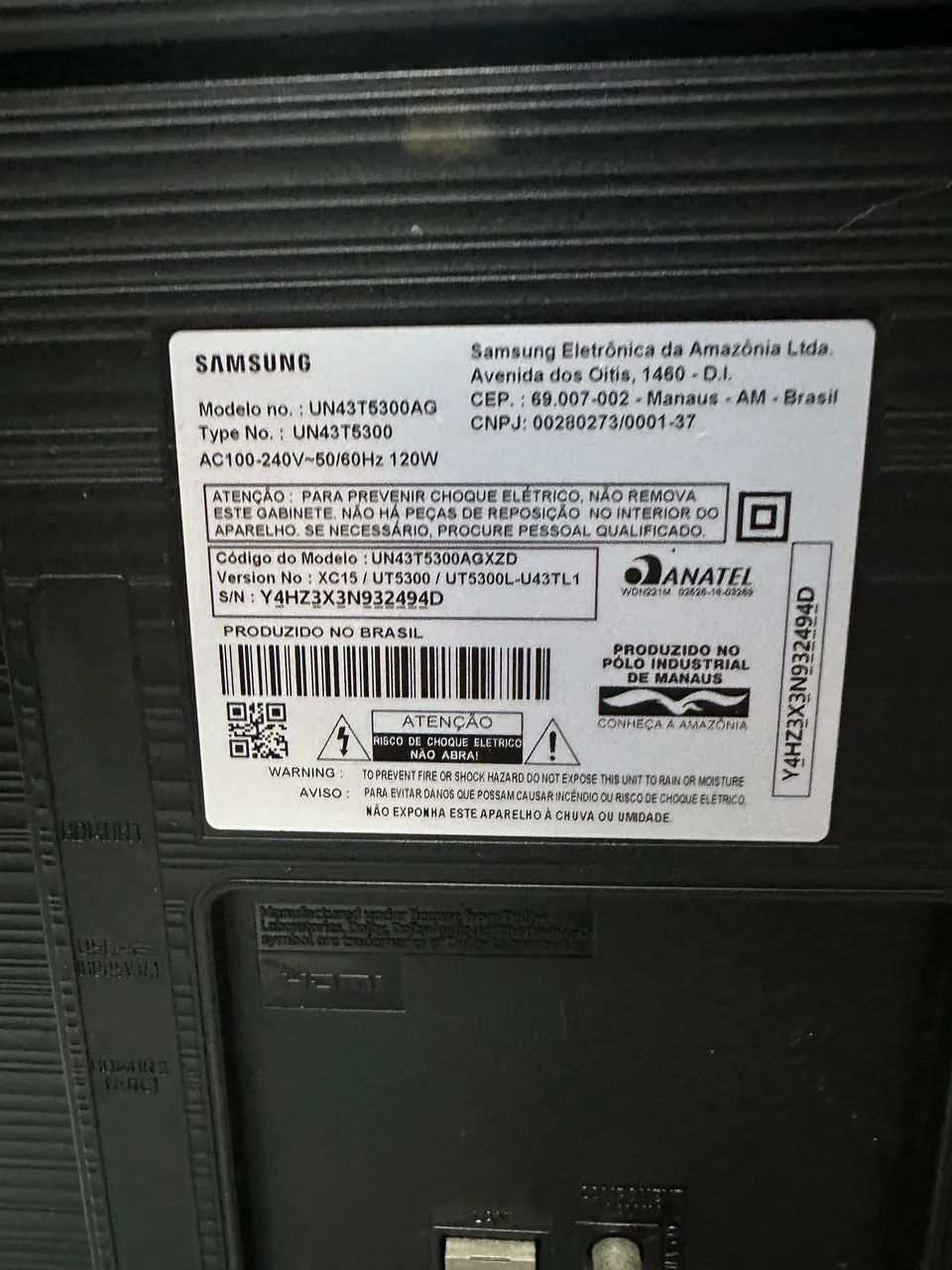 Televisão SAMSUNG 43 polegadas COM DEFEITO