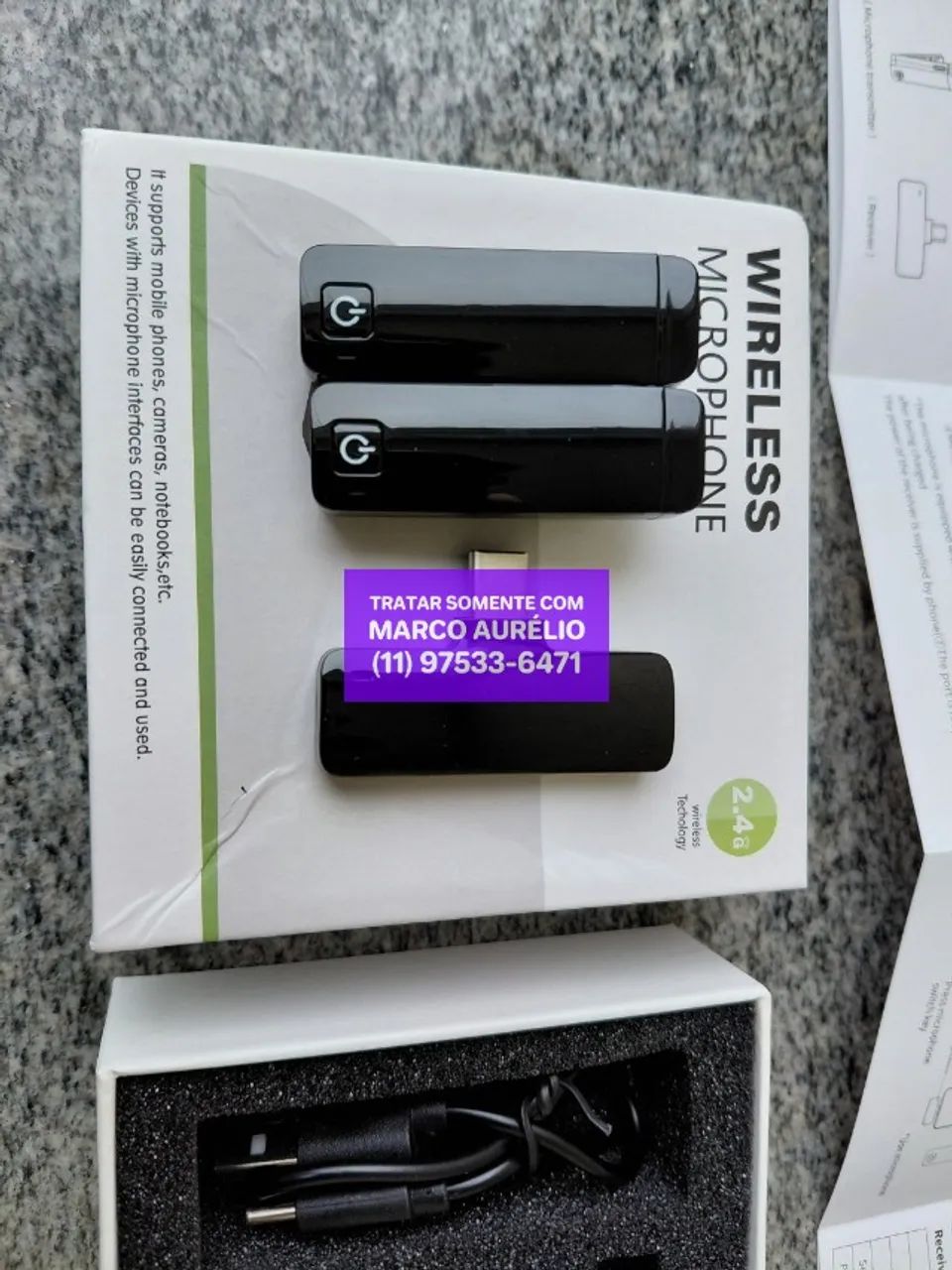Microfone Lapela Sem Fio Duplo Wireless Micro Usb C - R$ 100 - Foto 3