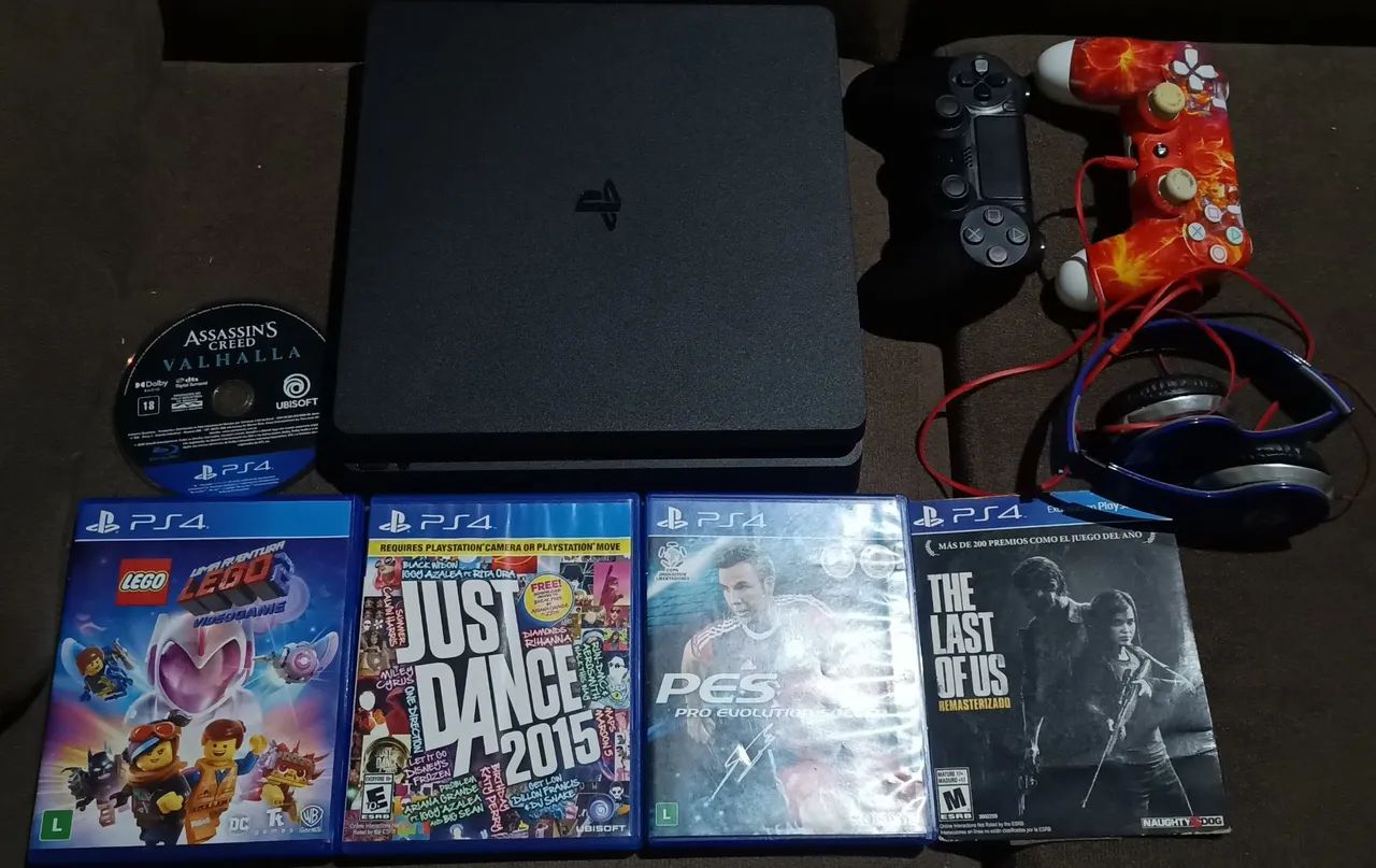 PS4 slim 2 controles 5 jogos  - Foto 4