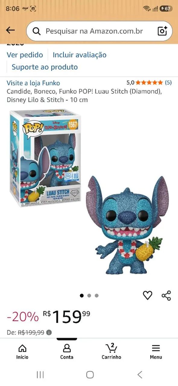 Boneco, Funko POP! Luau Stitch (Diamond), Disney Lilo & Stitch - 10 cm