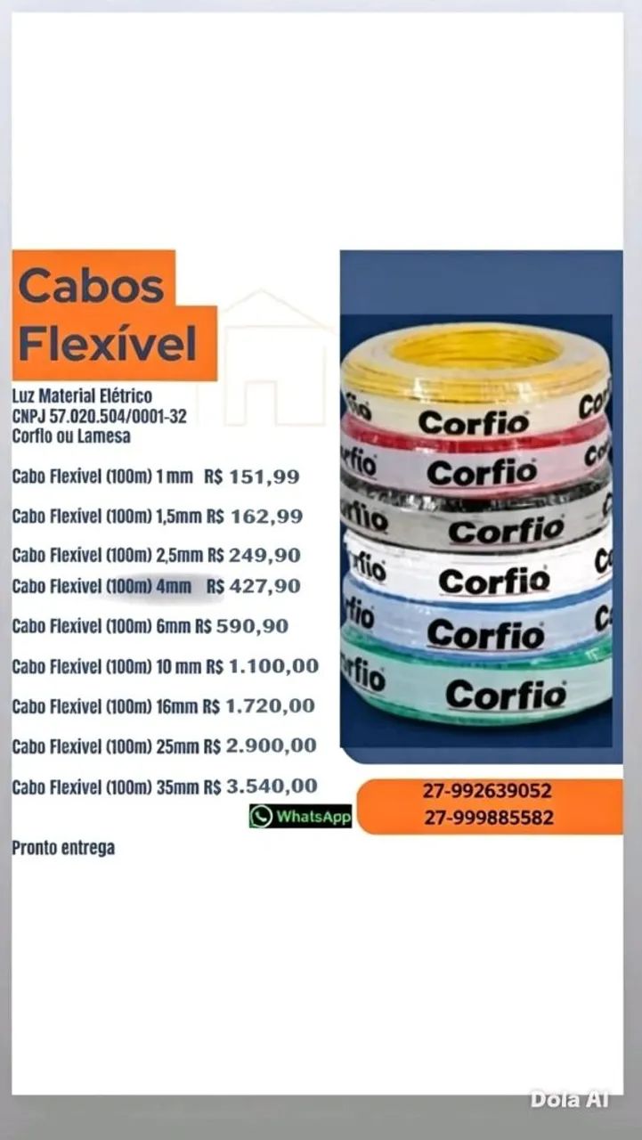 Aproveite, toda linha de Cabos flexível: