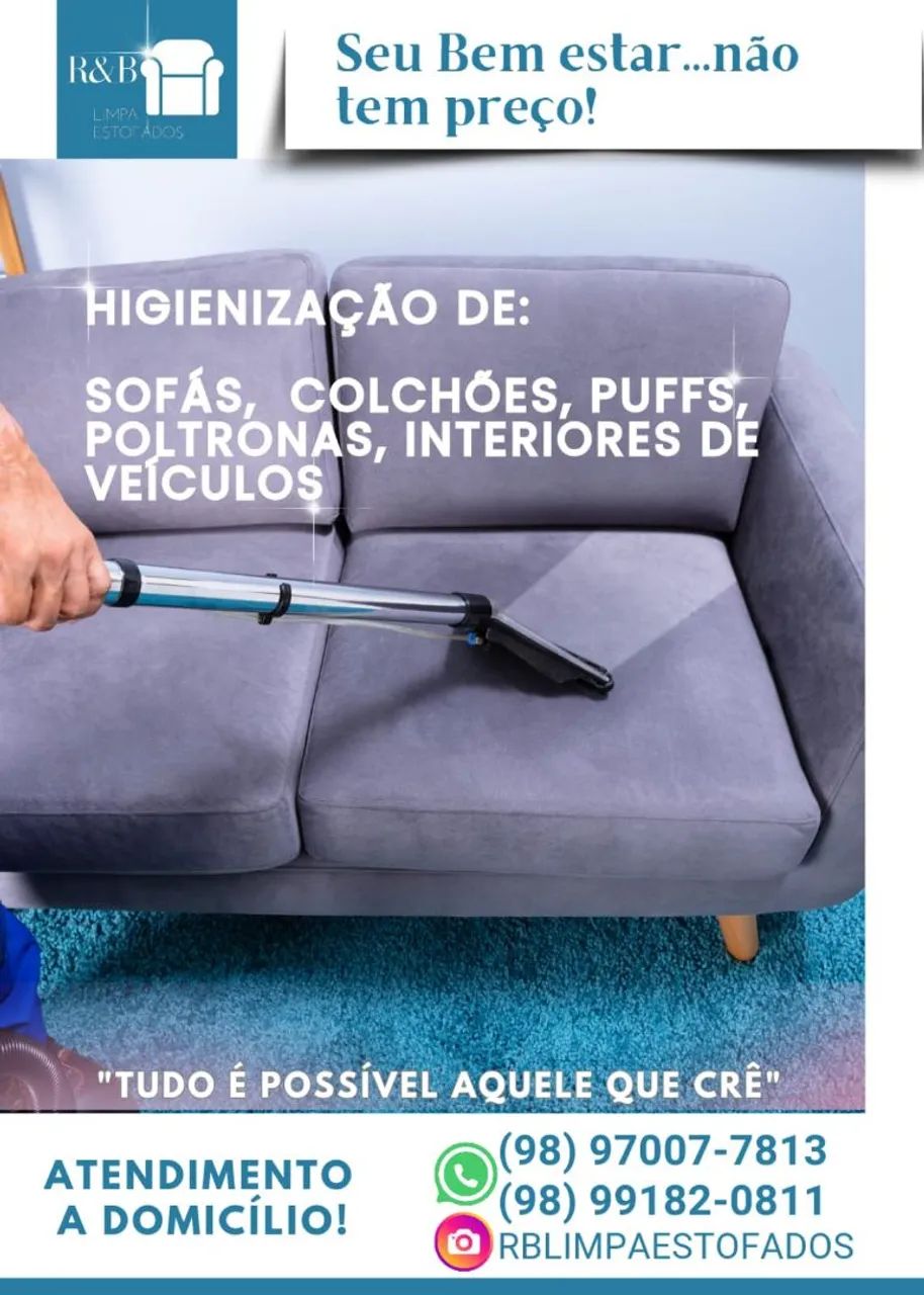 Limpeza de sofás, colchão, estofados.