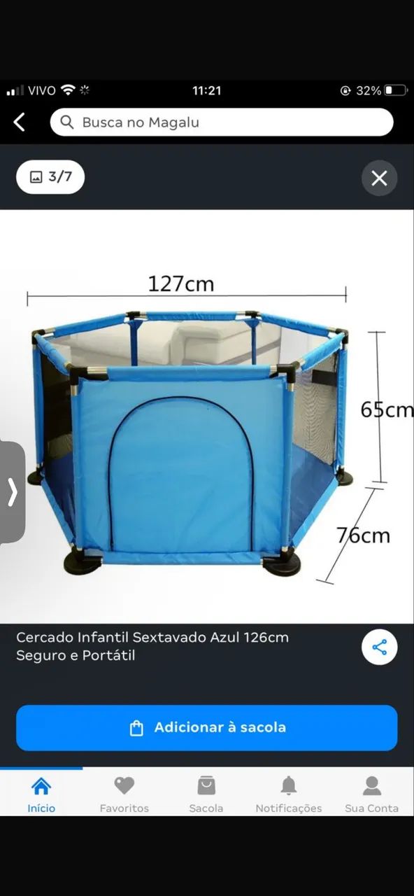 CERCADINHO INFANTIL AZUL E CINZA! - Foto 3