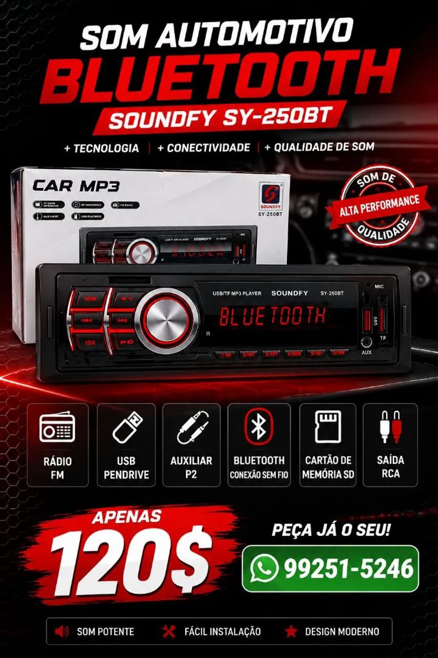 Som automotivo bluetooth 
