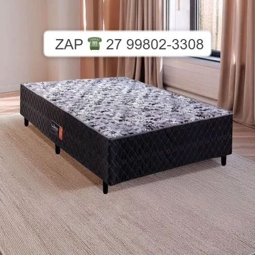 -Cama Box Casal 138cm Acoplado Black 