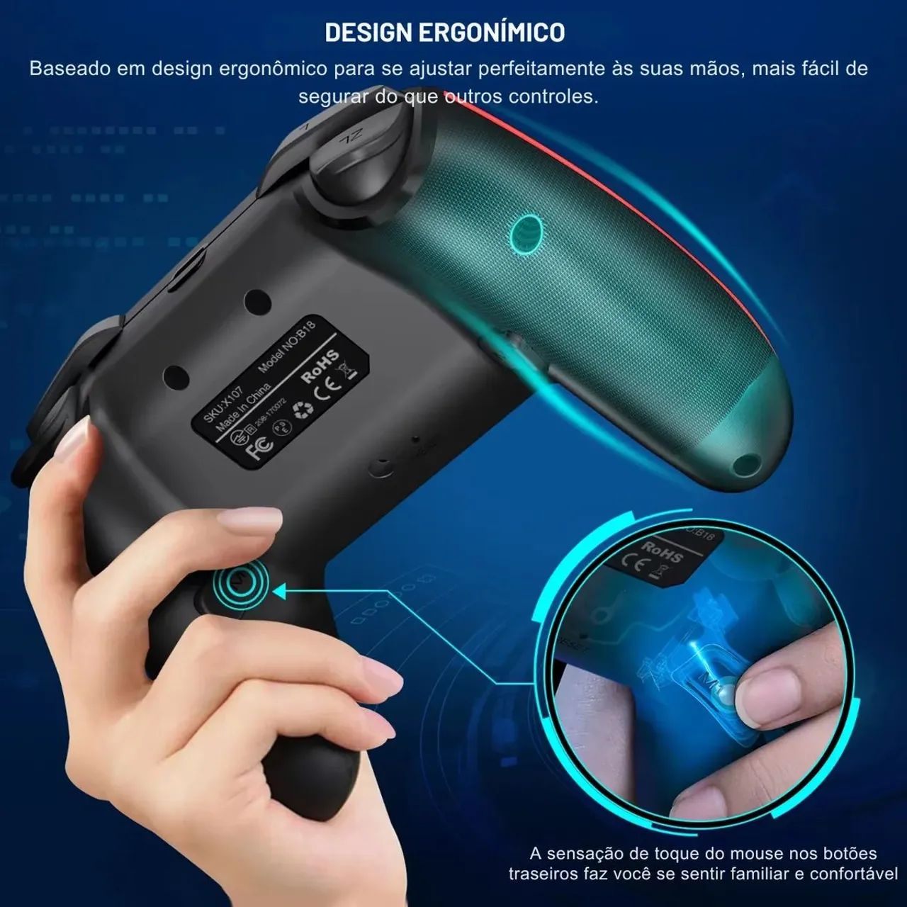 Controle sem fio RGB compatível com Switch/OLED/Windows/iOS/Android - Foto 5