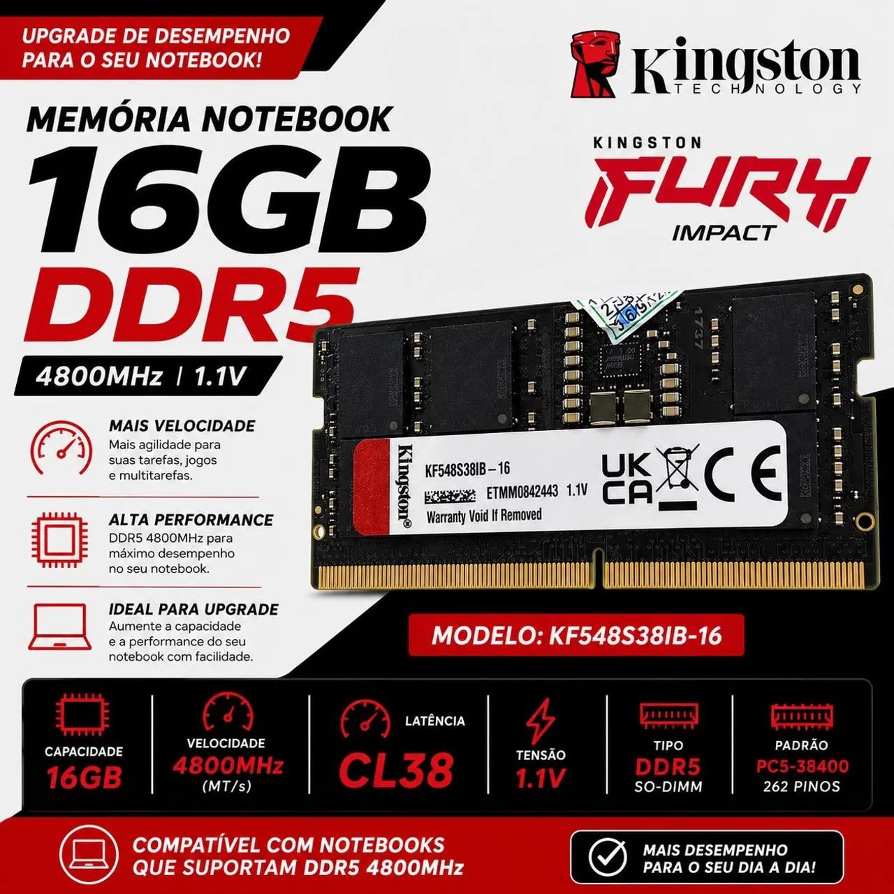 Memória ddr5 notebook 16gbs