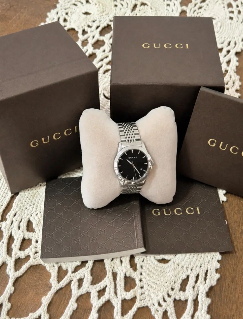 Relógio Gucci swiss 126.4 original aço inox full set com caixa e certificado