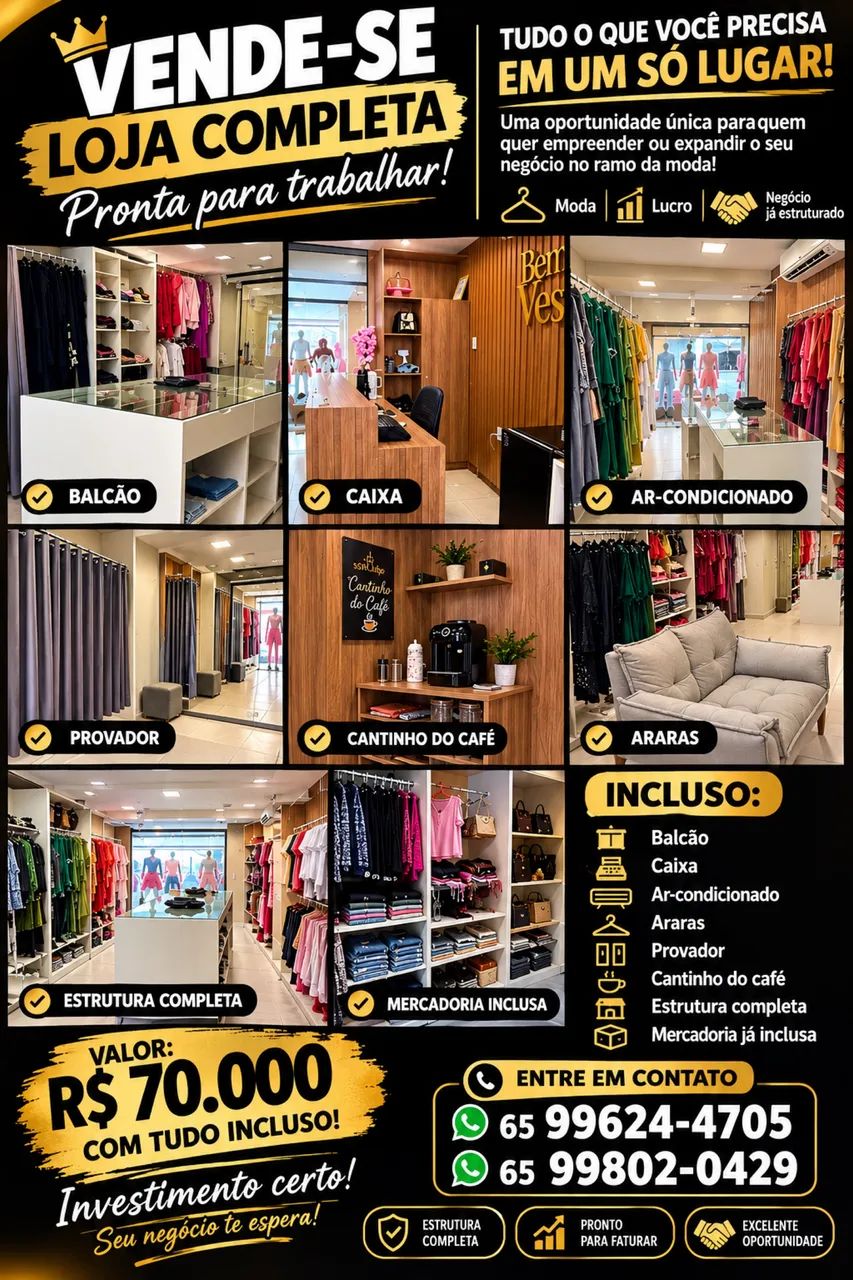 Vende-se loja completa com tudo incluso e até mercadoria 