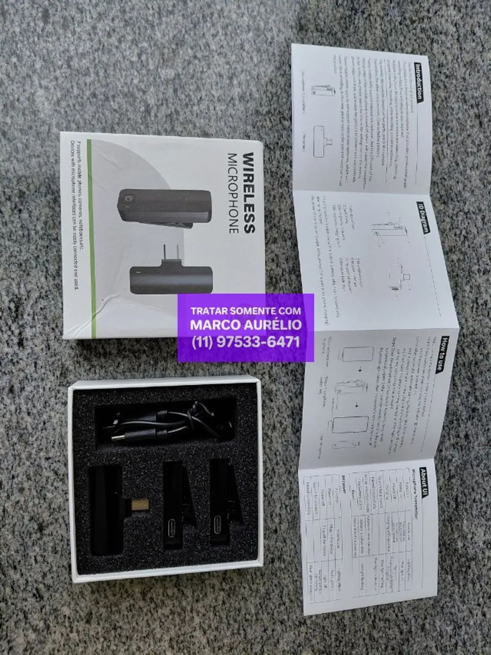 Microfone Lapela Sem Fio Duplo Wireless Micro Usb C - R$ 100 - Foto 4