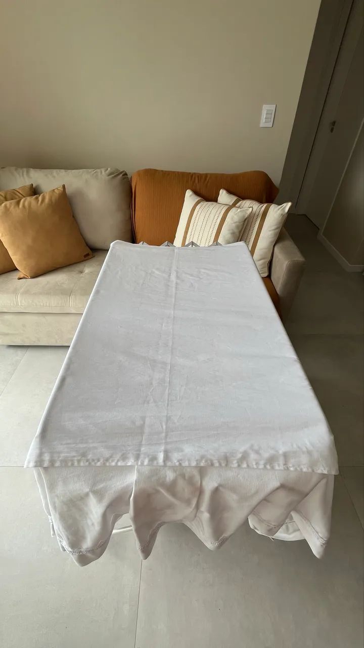 Saia para base de cama box de casal, cor branca - Foto 2