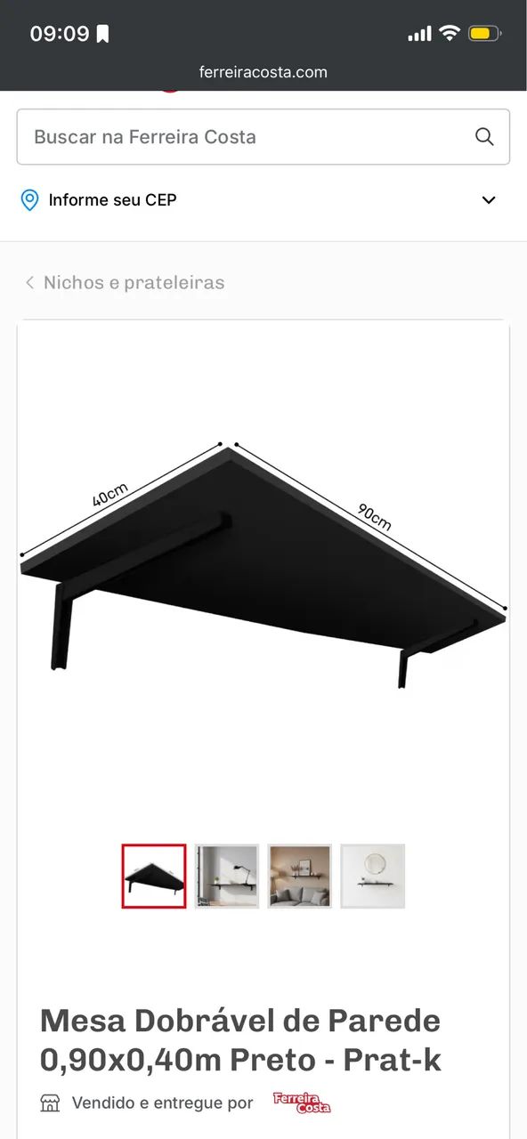 Mesa dobrável preta