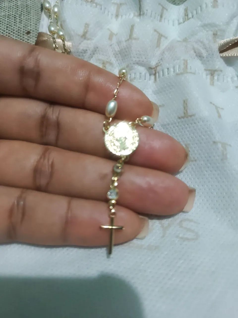 Colar de ouro e com pérolas MEDALHA DE SÃO BENTO  - Foto 2