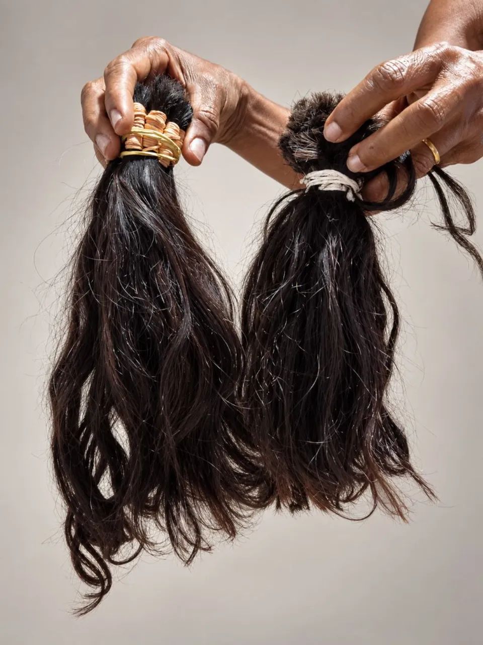Kit de cabelo humano ondulado - 25 cm e 20 cm