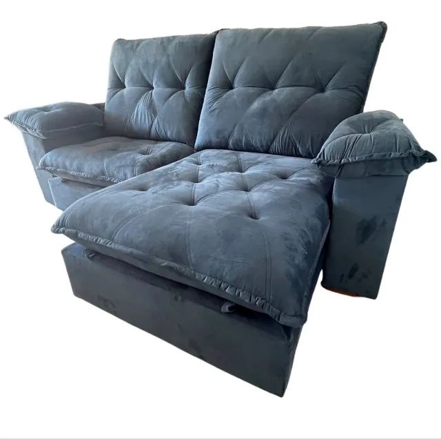 Sofá Retrátil Reclinável Imperial 2,50 Azul - Foto 3