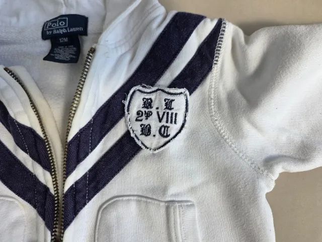 Casaquinho/Agasalho polo ralph lauren - 12m - branco com capuz - Foto 3