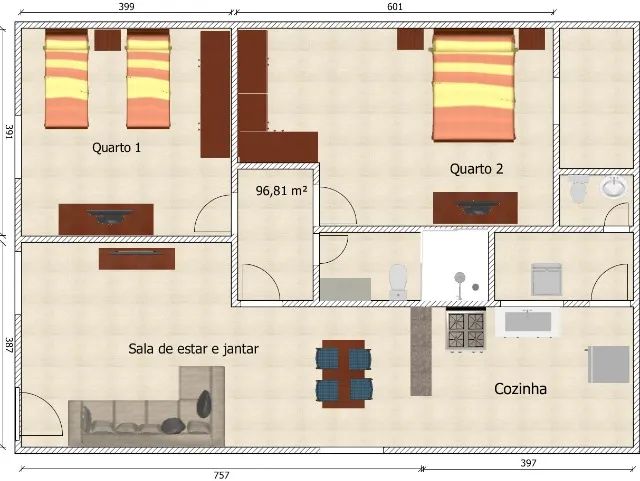Casa no Jardim Marco Zero, 2 quartos
