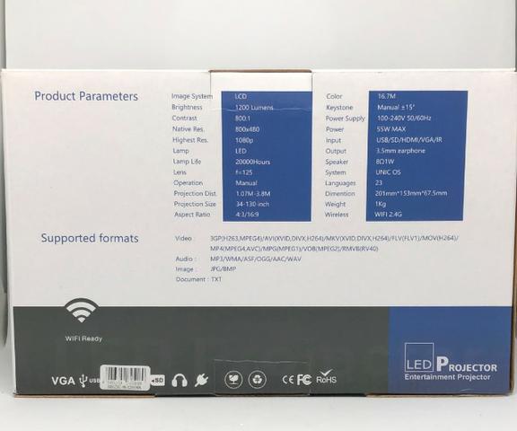 Projetor Led Profissional 1200 Lumens Hdmi Wi-Fi Uc46 130 Polegadas Bivolt Novo na Caixa - Foto 4