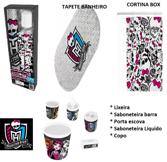 Kit de Banheiro completo com 7 itens Monster high