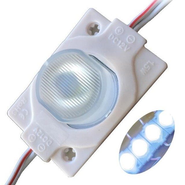 20 Módulo De Led 3030 Branco Frio Lente Dc12V Ip65 Fita Adesiva À Prova D' Água