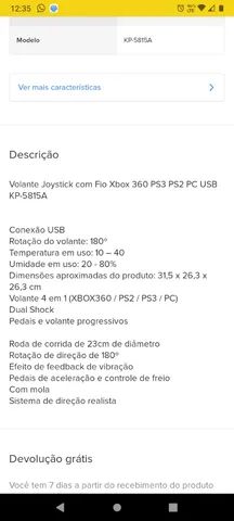 Volante De Vibração Gamer Xbox 360 Ps3 Ps2 Pc Usb 4em1