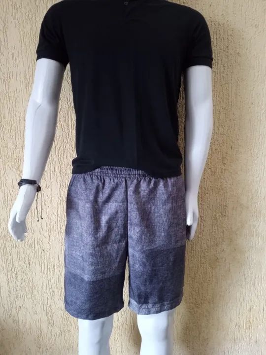 Short Masculino Cinza Marmorizado - Tam M - Foto 2