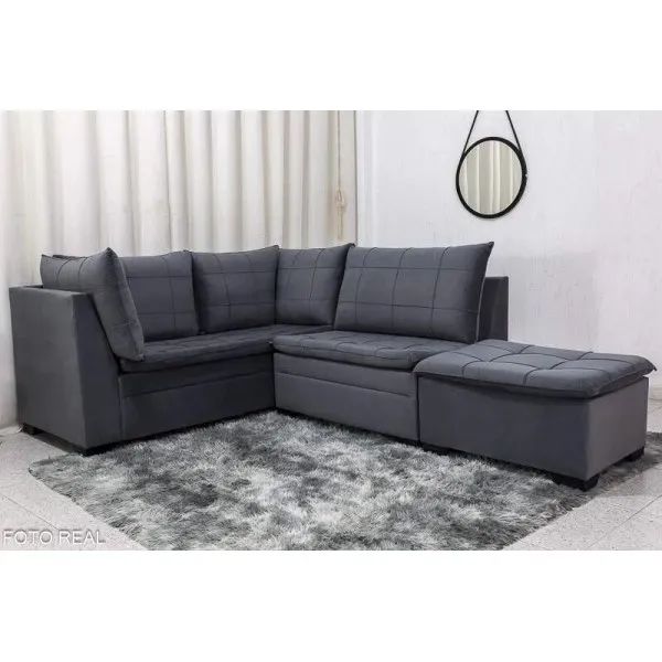 Sofá Canto 5 lugares com Puff Viana rf54
