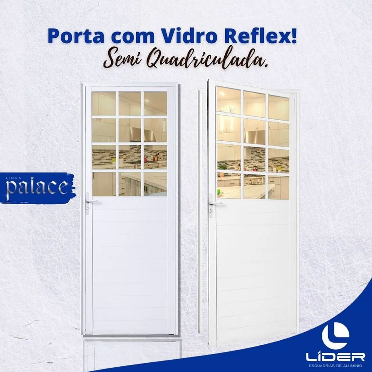 Porta de Alumínio com Vidro Reflex Semi Quadriculada Palace - Foto 2